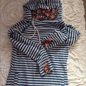 Ampersand striped/floral double hoodie. Size large